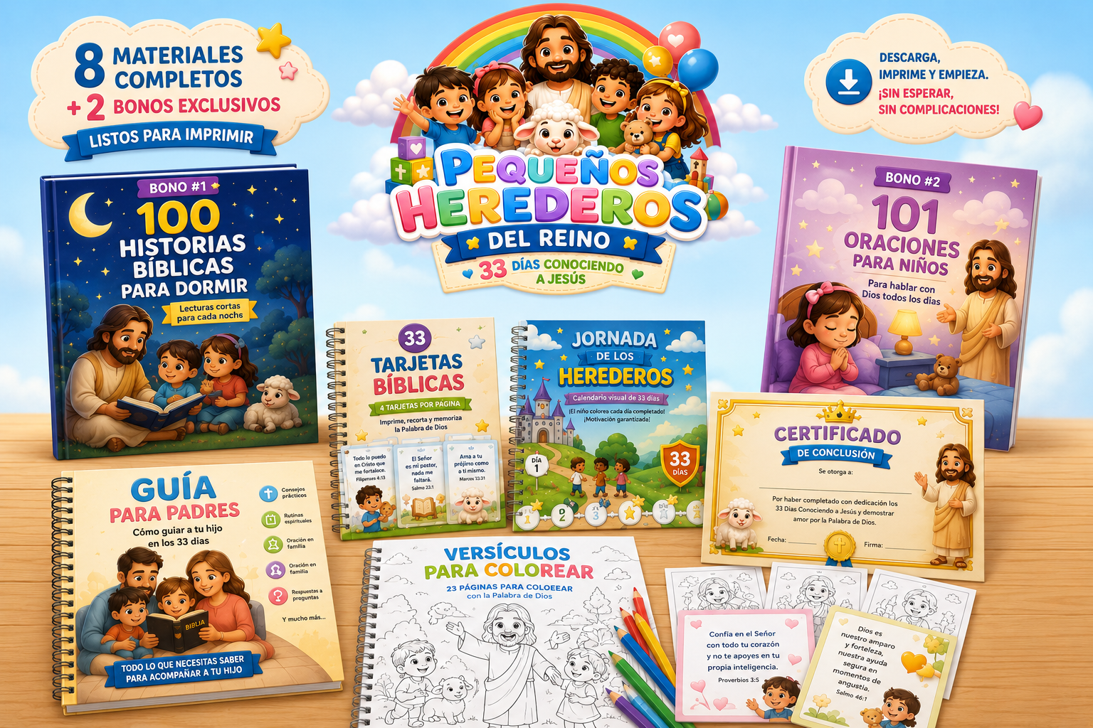 Kit Pequeños Herederos del Reino - Mockup completo